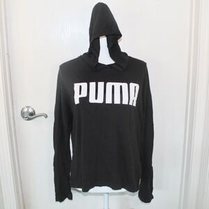 PUMA Black Long Sleeve LightWeight Hooded Sweatshirt — Size Medium